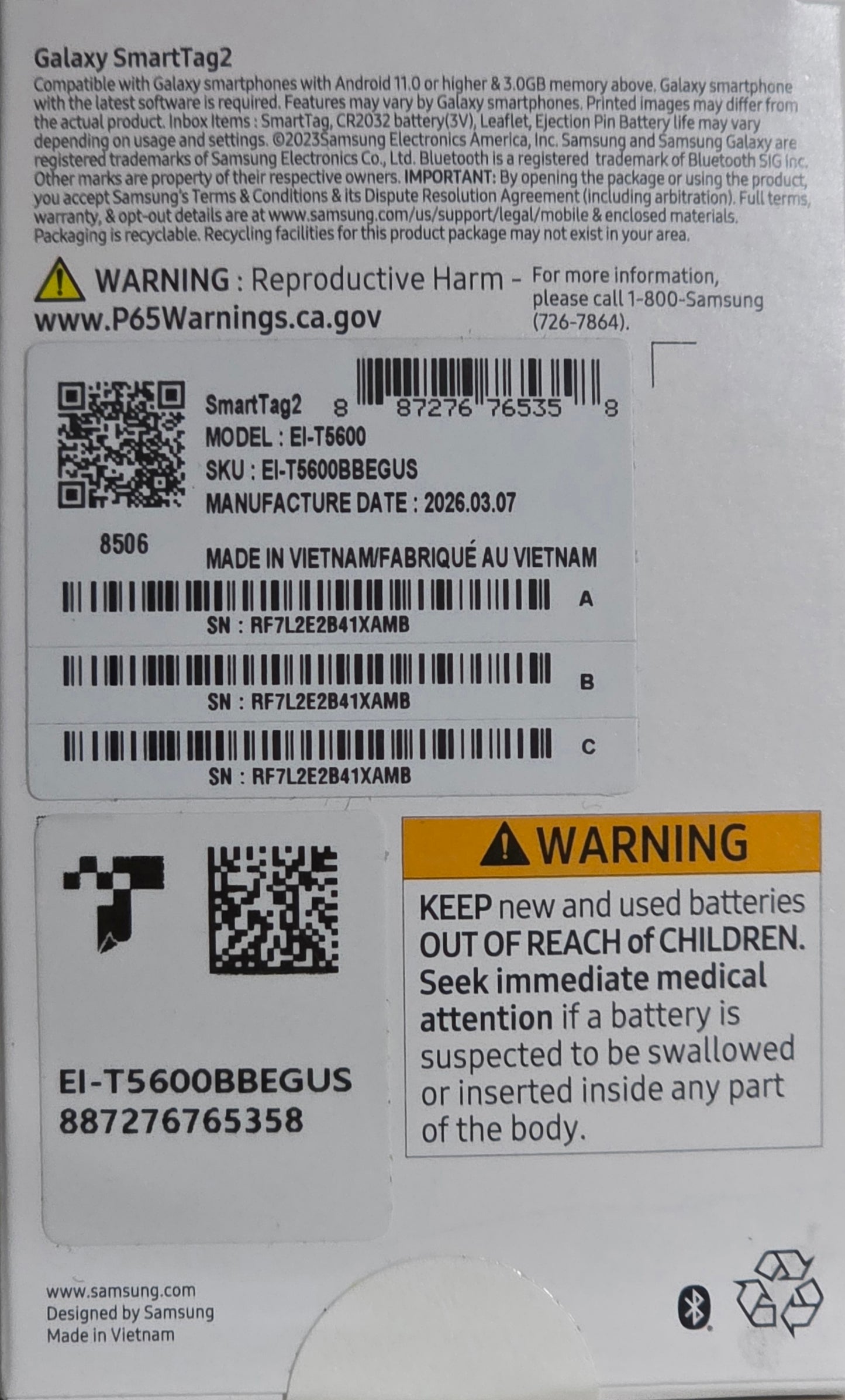 Samsung Galaxy SmartTag2 – Bluetooth Tracker – Black (Brand New, Sealed)