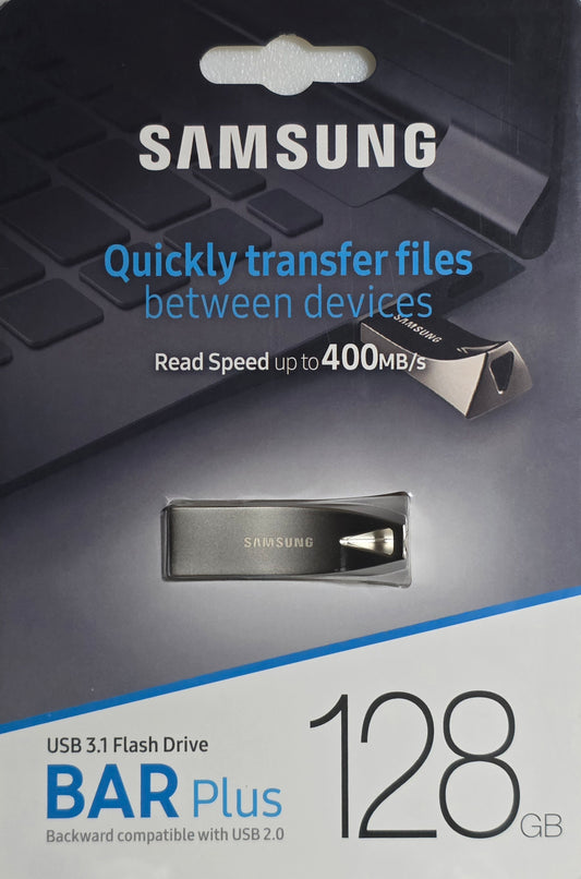Samsung BAR Plus 128GB USB 3.1 Flash Drive – Metal, 400MB/s, Waterproof