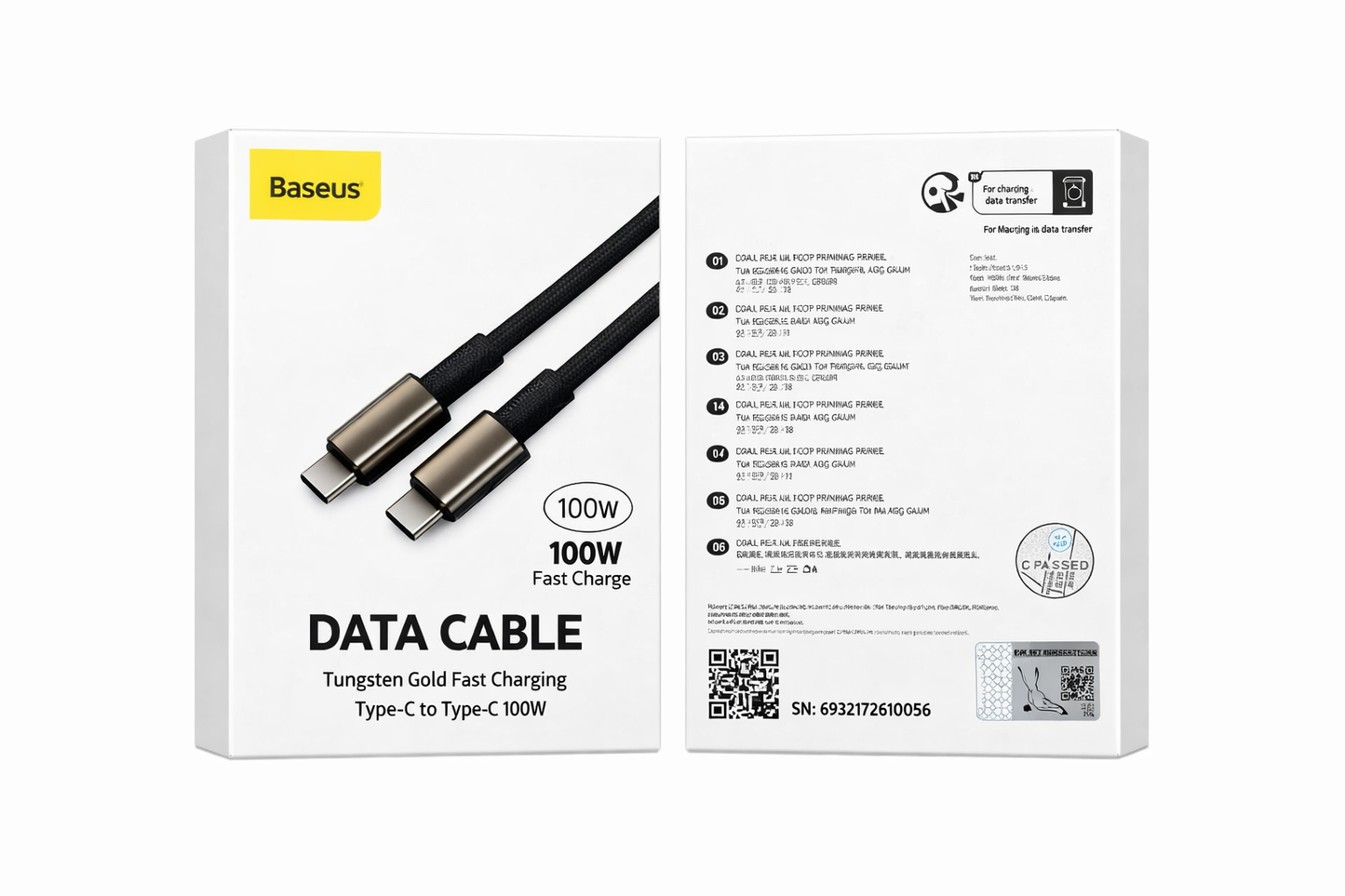 Baseus Tungsten Gold Fast Charging Cable (100 W Type‑C to Type‑C)
